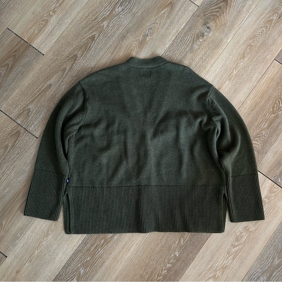 GAP Khaki Green 24/7 Split-Hem Cotton Oversized Cardigan Sweater - Picture 6 of 6